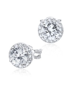 Clearly Round CZ Silver Ear Stud STS-3275 